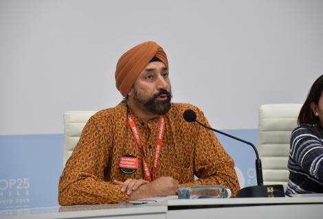 Harjeet Singh speaking at COP 25
